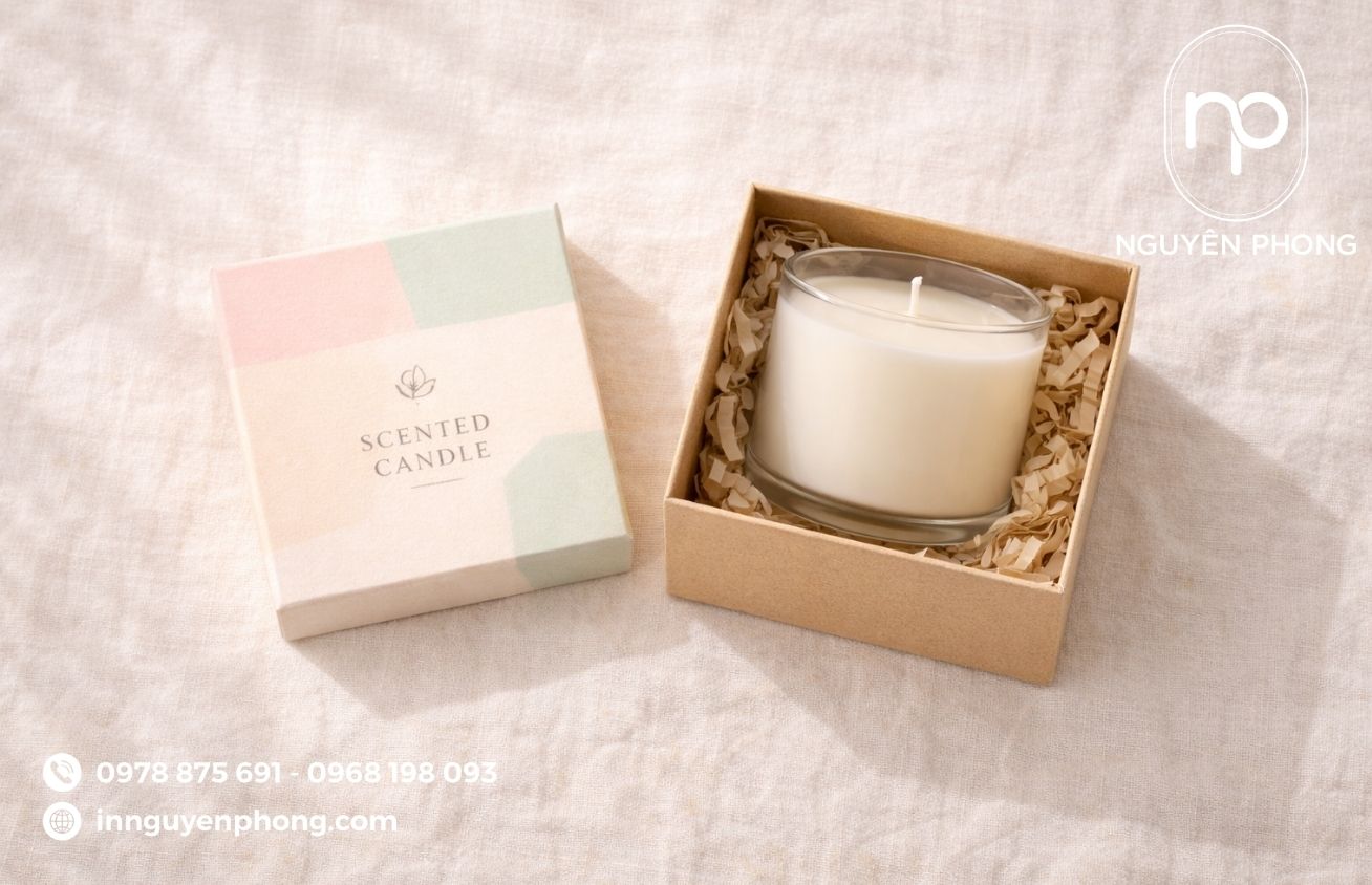 Mẫu hộp kraft đựng nến thơm 